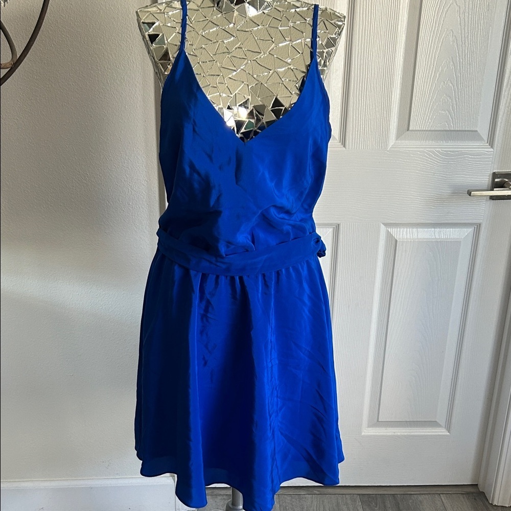 Amanda Uprichard Cobalt Blue Mini Silk Dress M